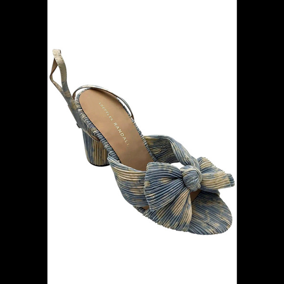 Loeffler Randall Women's Camellia Bow Heel Sandals Dust Blue Floral - Medium